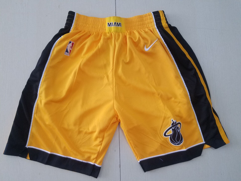  Men 2022 NBA Miami Heat yellow shorts->miami heat->NBA Jersey